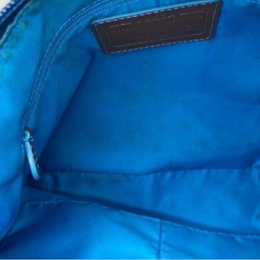 COACH WOMEN'S SAWYER CANVAS CROSSBODY MINERAL BLUE BAG 
AUTHENTIC - Picture 7 of 9